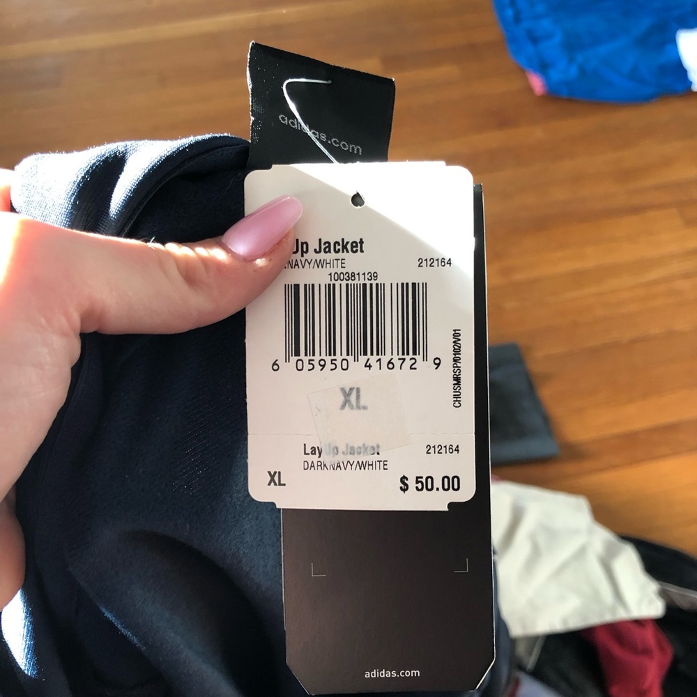 Adidas brand new blue zip up jacket- Size XL